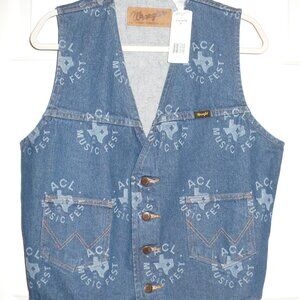 Wrangler Denim Vest ACL Music Fest Austin City Limits Fashion Cool Medium NEW